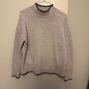 Joie Gray Ribbed Mock Neck Sweater Size Small Anthropologie